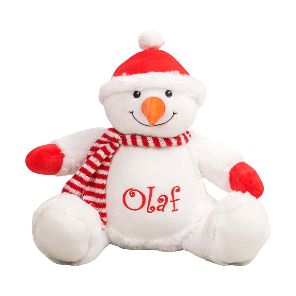 Schneemann, Plüschtier, Weihnachtsdeko, Schal, Rot