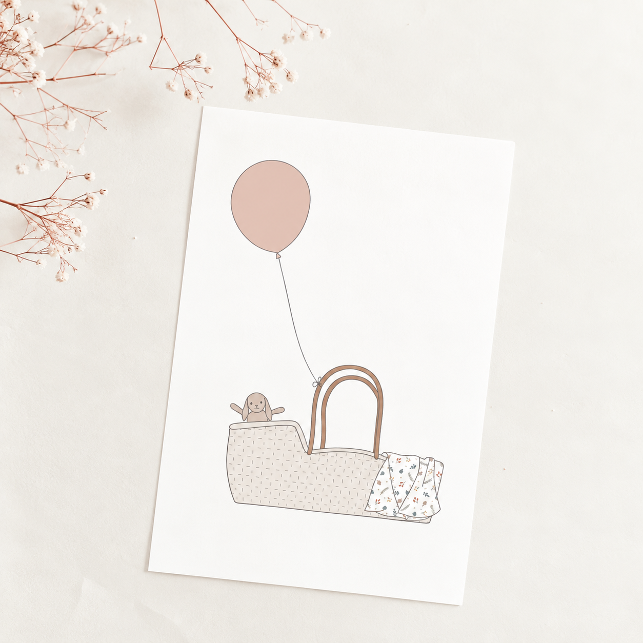 baby, Babydecke, Tragetasche, Ballon, Karte