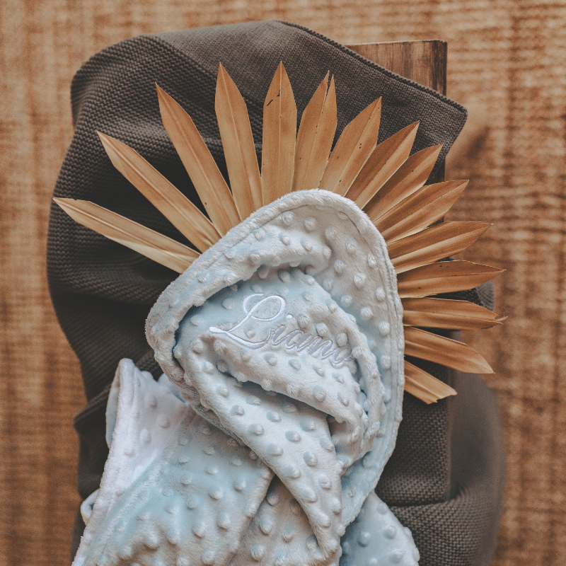 Babydecke, Minky, Kuscheldecke, Blau, Strukturierte-Decke