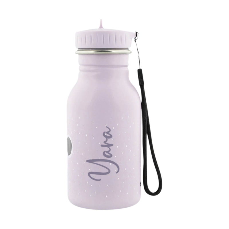 Wasserflasche, pink, Edelstahl, auslaufsicher, Trageriemen