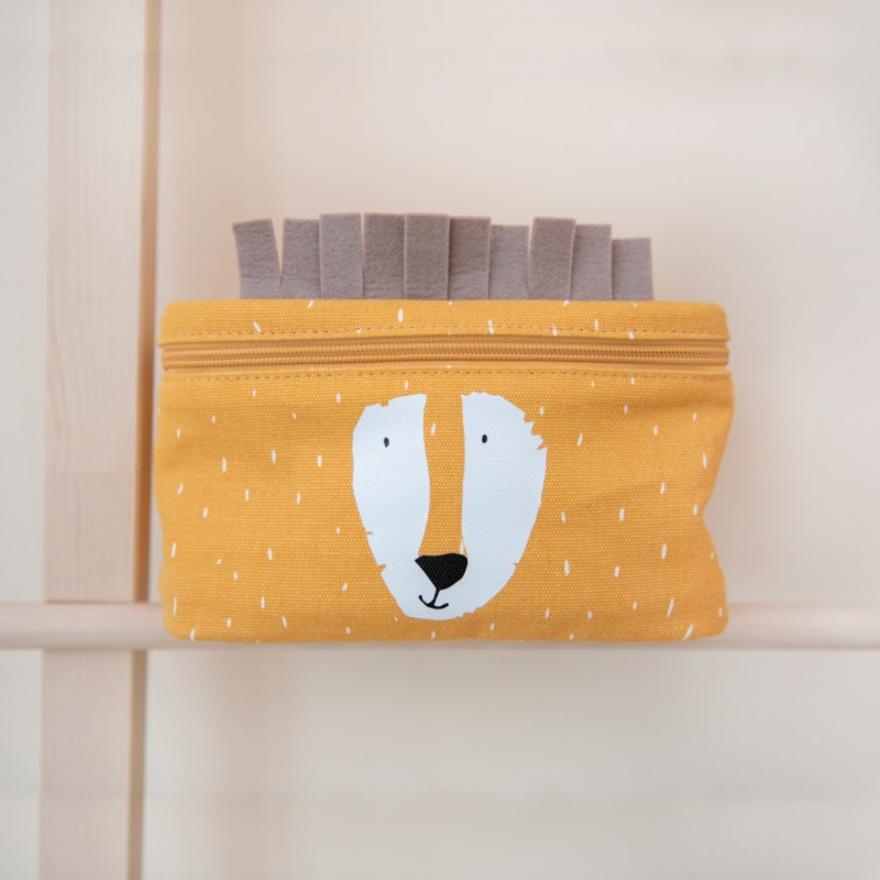 Kinder-Zipptasche, Tiermotiv, Polar?, Kuscheltier-Accessoire, Grau/Beige Akzent
