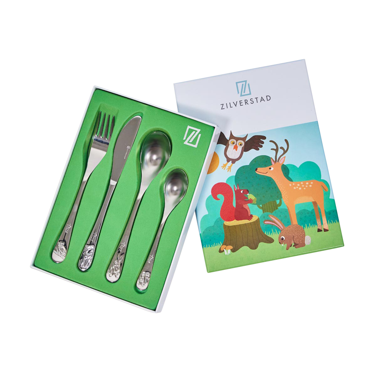 Besteckset, Kinderbesteck, Spoon Fork Knife, Stahl, Grün