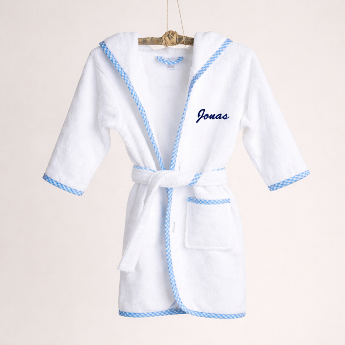 Bademantel, Robe, Personalisiert, Weiß, Kapuzen