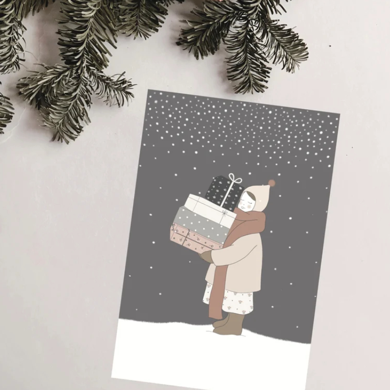 Geschenke, Winter, Mantel, Schnee, Paket