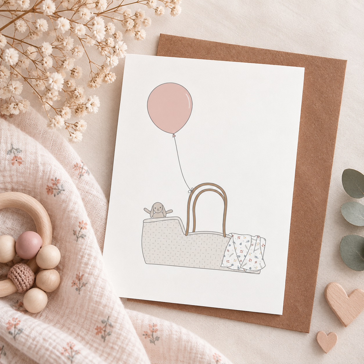 baby, handtasche, ballon, karte, _decke