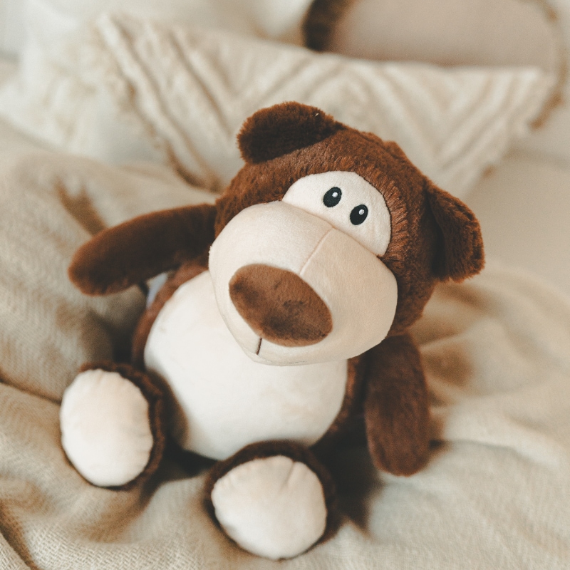 Plüschtiere, Stofftier, Hund, Braun, Weiß