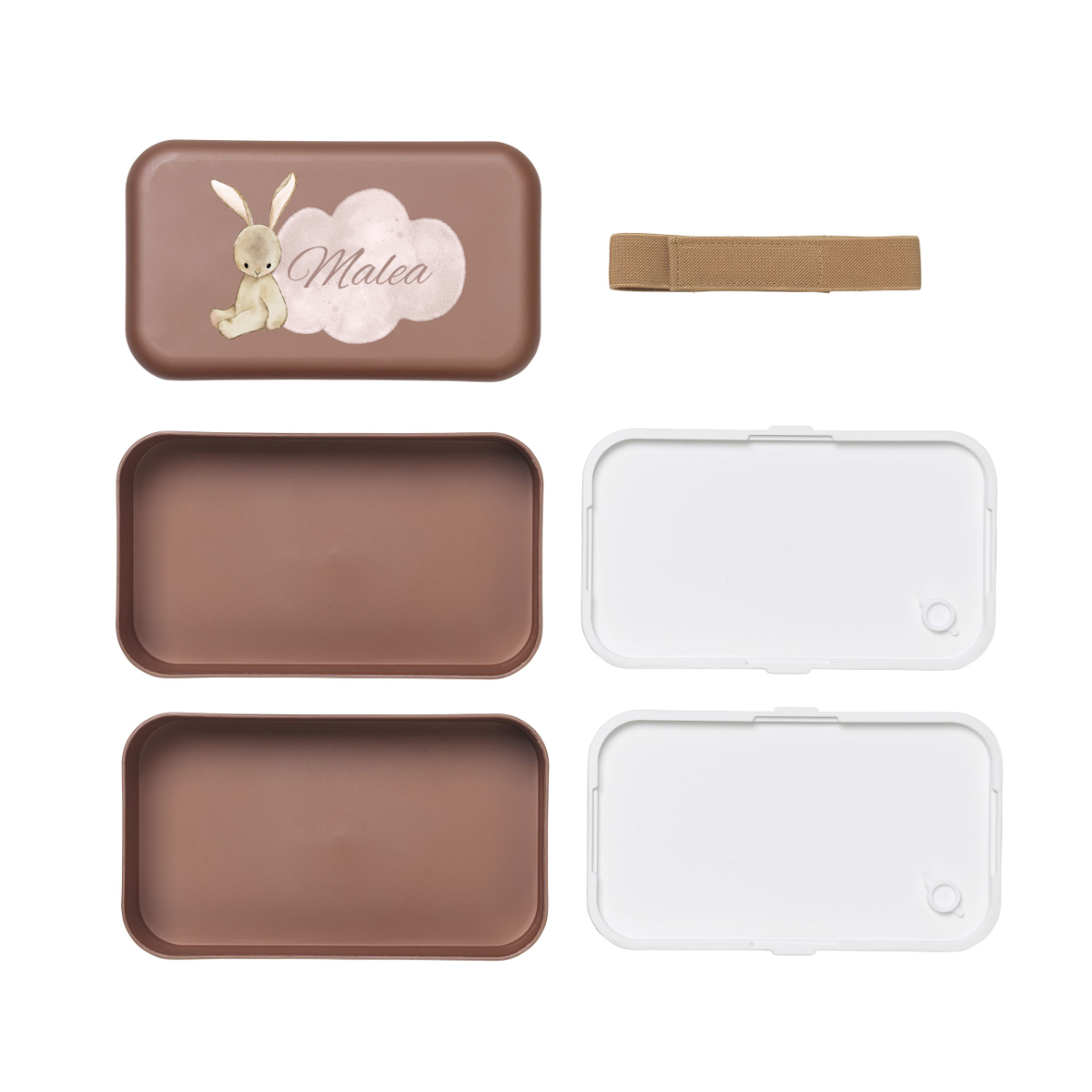bento box, handheld case, braun, mit deckel, Trageschlaufe