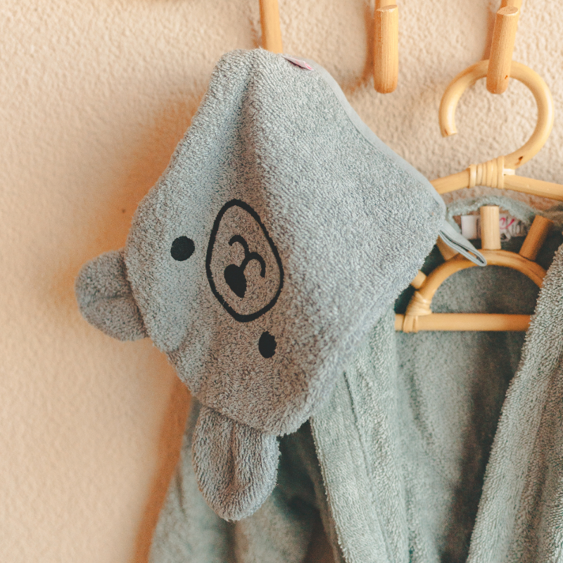 Teddy-Bär, graue Robe, Kinder-Bademantel, Bademantel, weicher Stoff