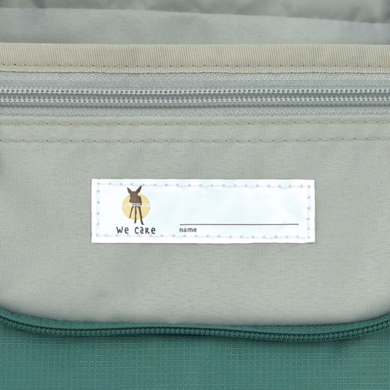 Rucksack, Tasche, Reißverschluss, Label, We care