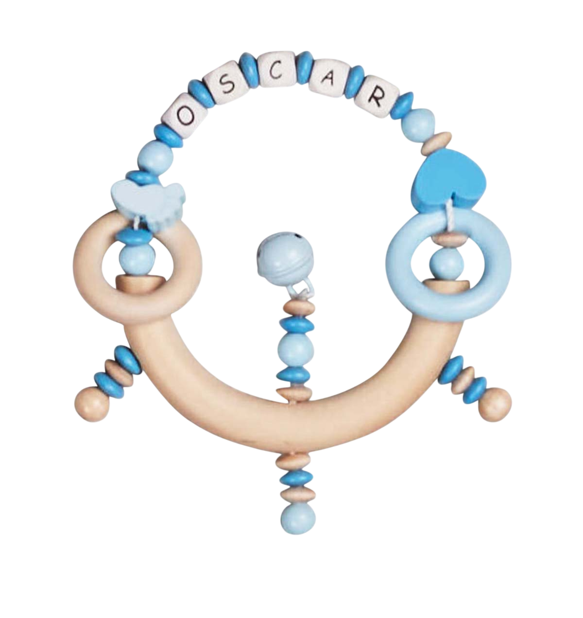 Schnuller, Beißring, Babyspielzeug, Holz, Blaue Perlen
