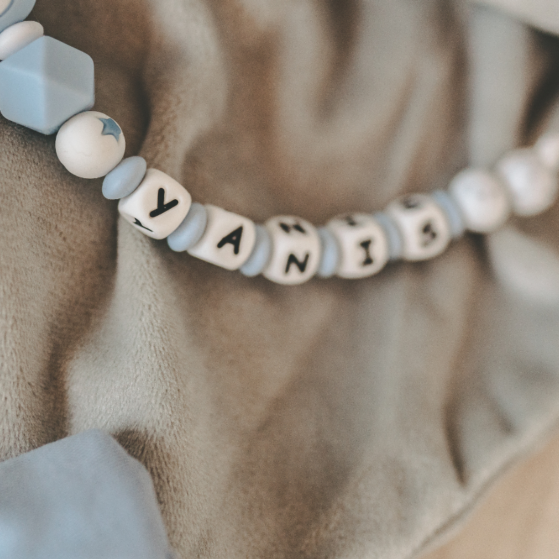 Kette, Buchstabenperlen, Beads, Armband, Labeltext