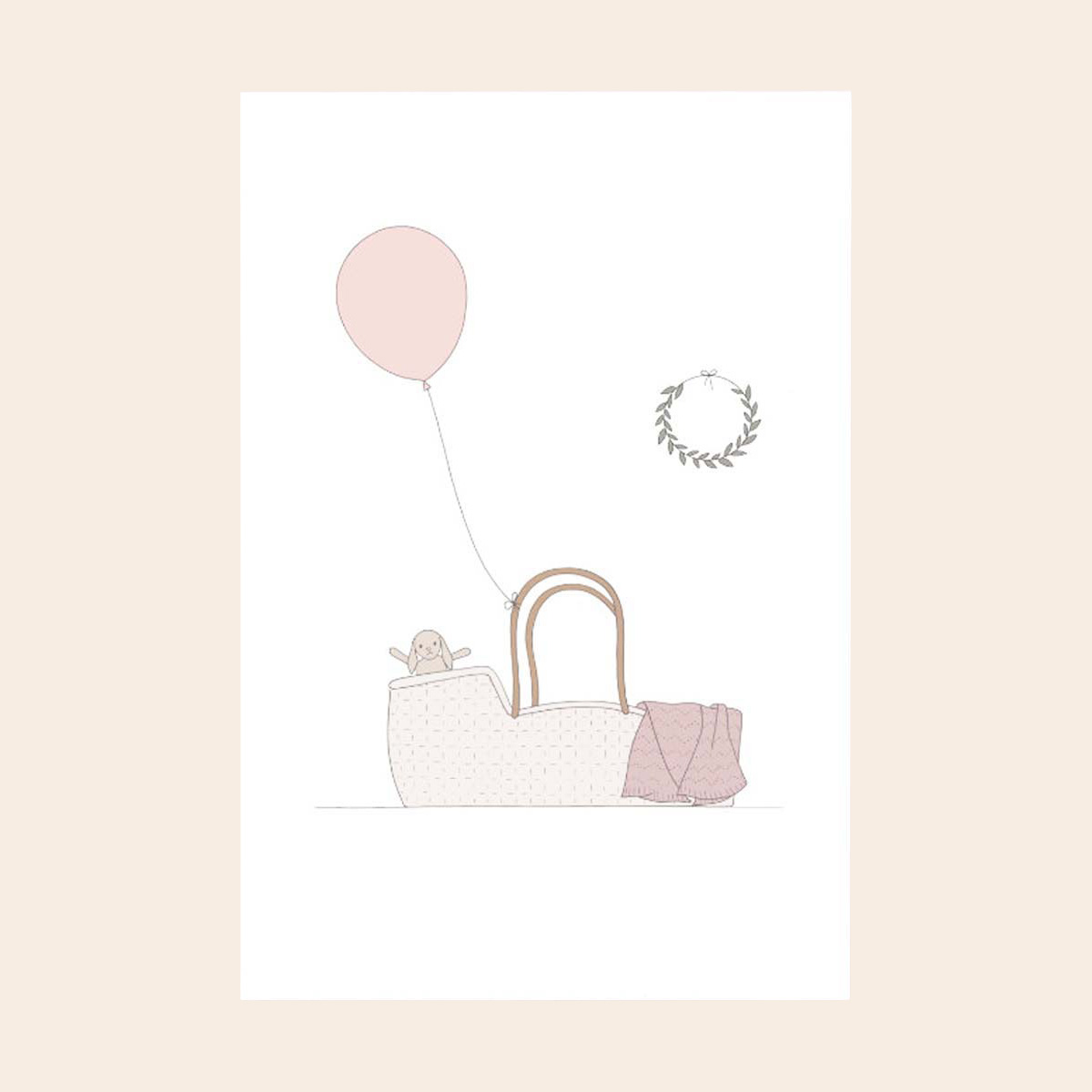 Kinderwagen, Korb, Ballon, Puppe, Decke