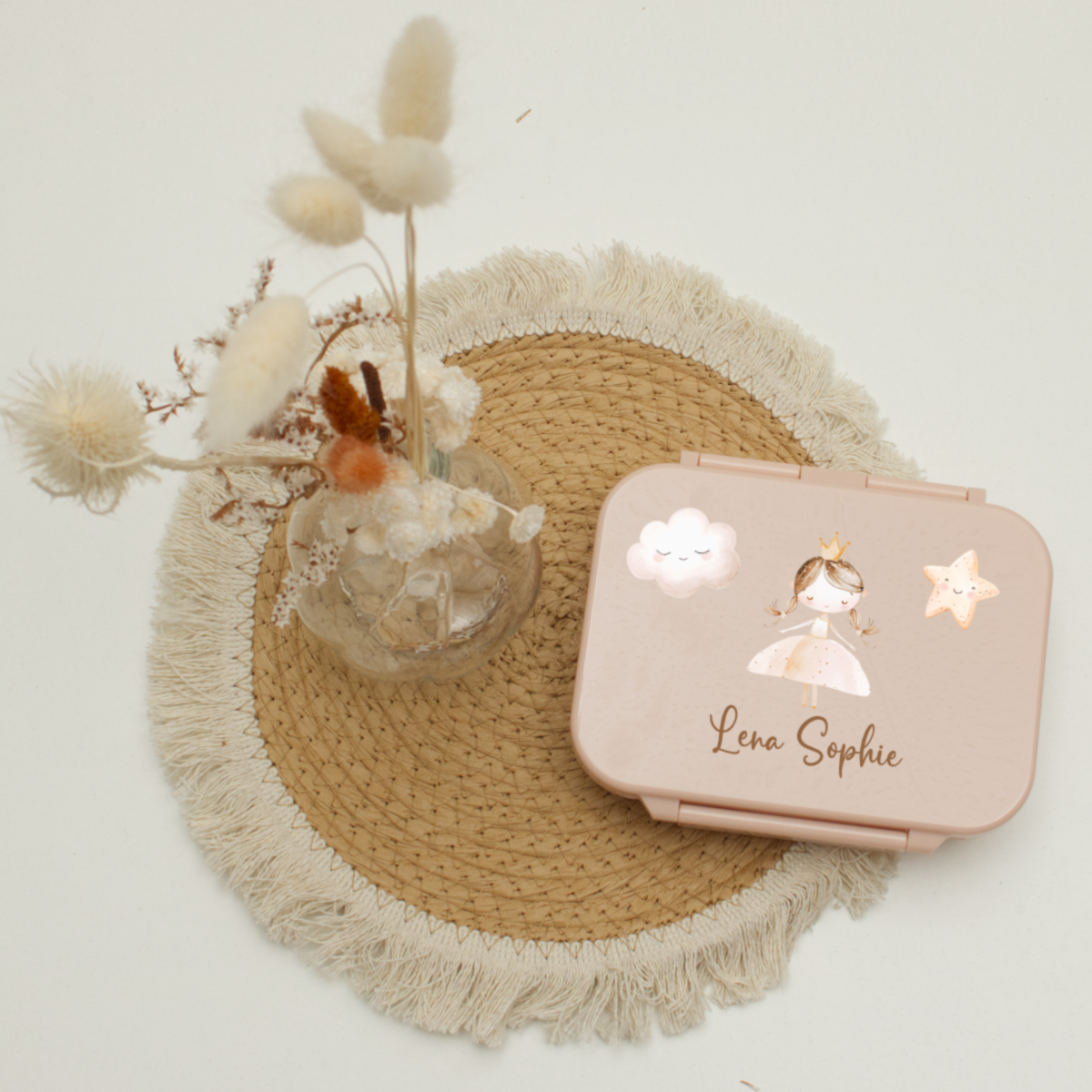 pink case, Kinder Lunchbox, Prinzessin, Wolke Stern, personalisierter Name