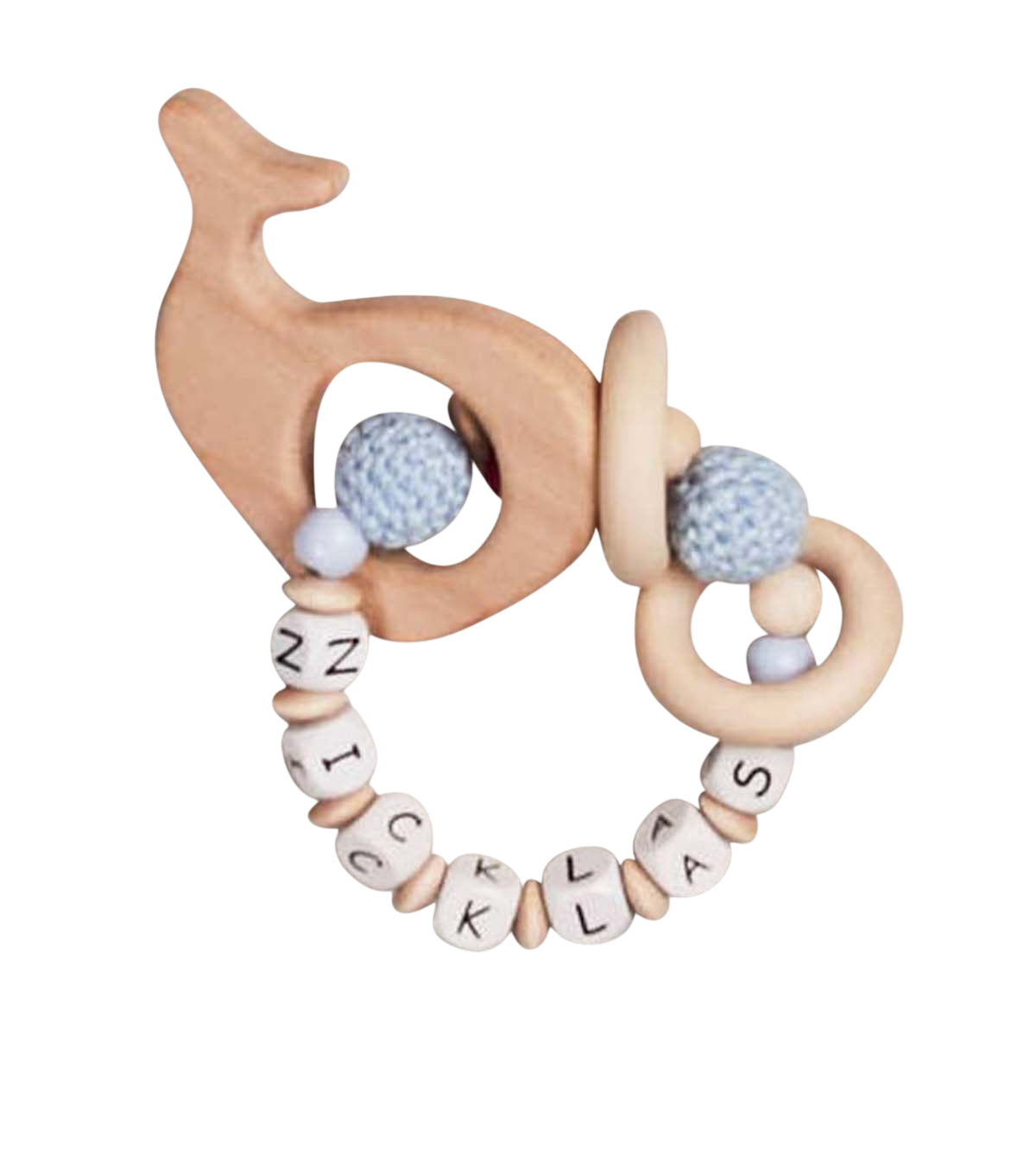 Holzbeißringe, Holzperlen, Beißkette, Buchstabenperlen, Babyspielzeug