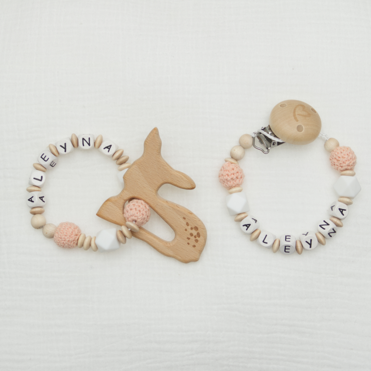 Schmuck-Armband, Holz, Perlen, Giraffenfigur, Palerosa