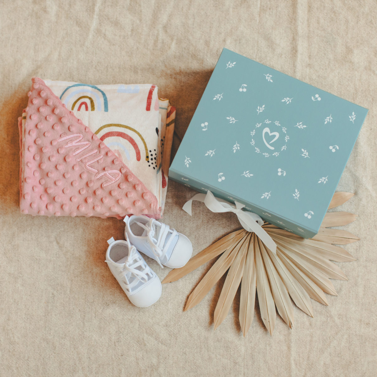 Minky-Decke, Babydecke, Baby-Schuhe, Geschenkbox, Dekoration/Schmuck