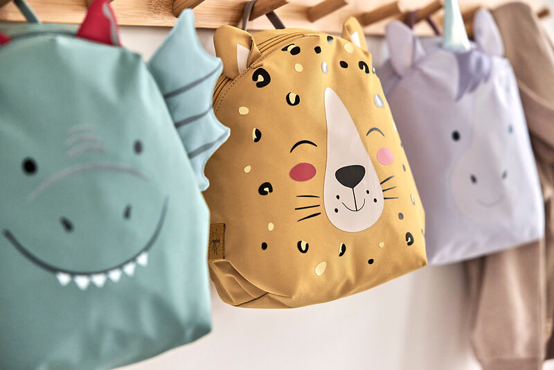 Tasche, Rucksack, Tiermotiv, Gelb, Kunstleder
