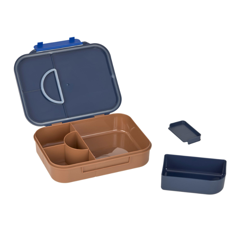 Lunchbox, Bento-Box, Trennwände, Kunststoff, Blau Braun