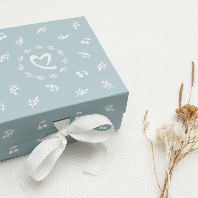 Geschenkbox, blau, Box, Kartonbox, Schleife