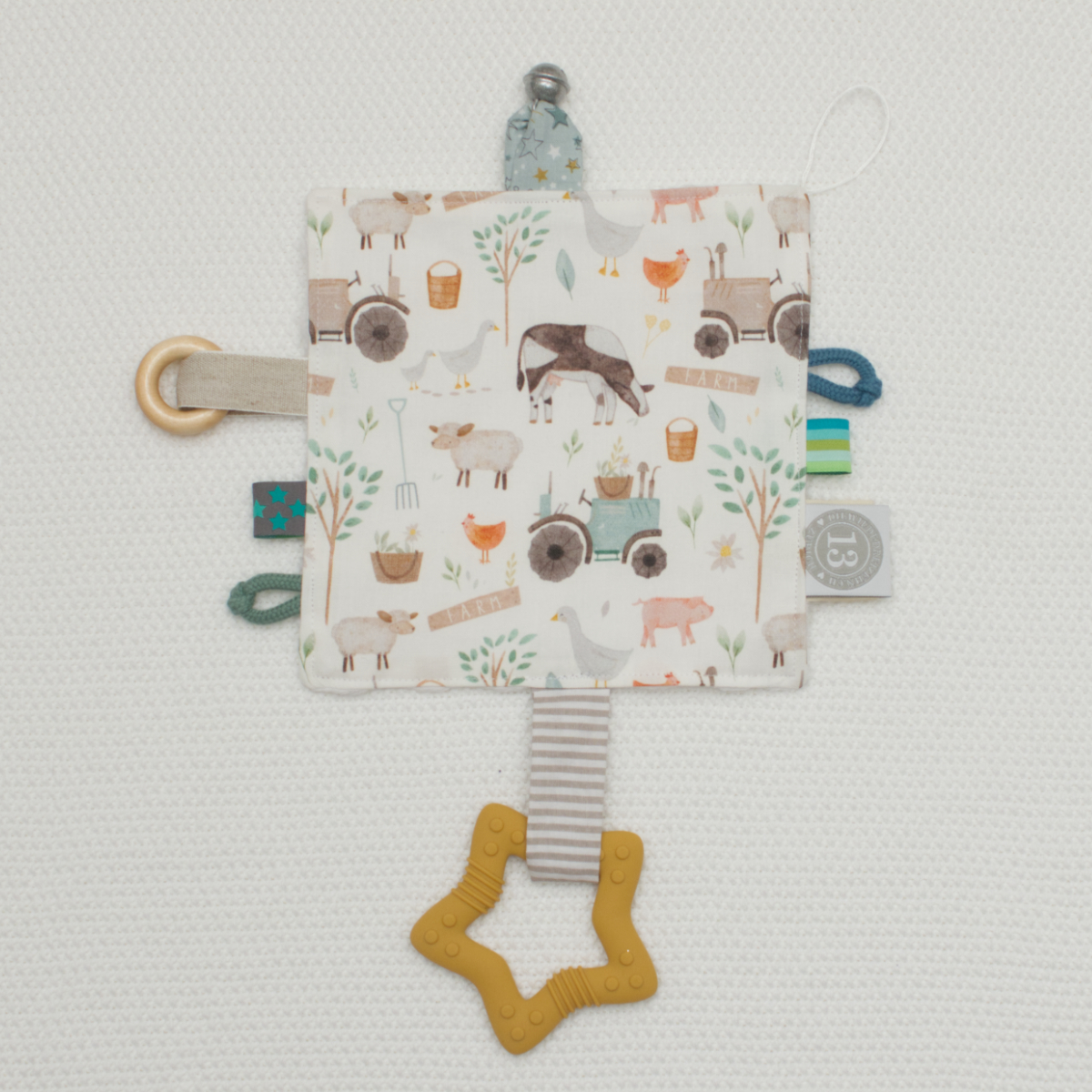 Stoffinsel, Spielzeug, Babyactivity, Farmmotif, Textilspielzeug