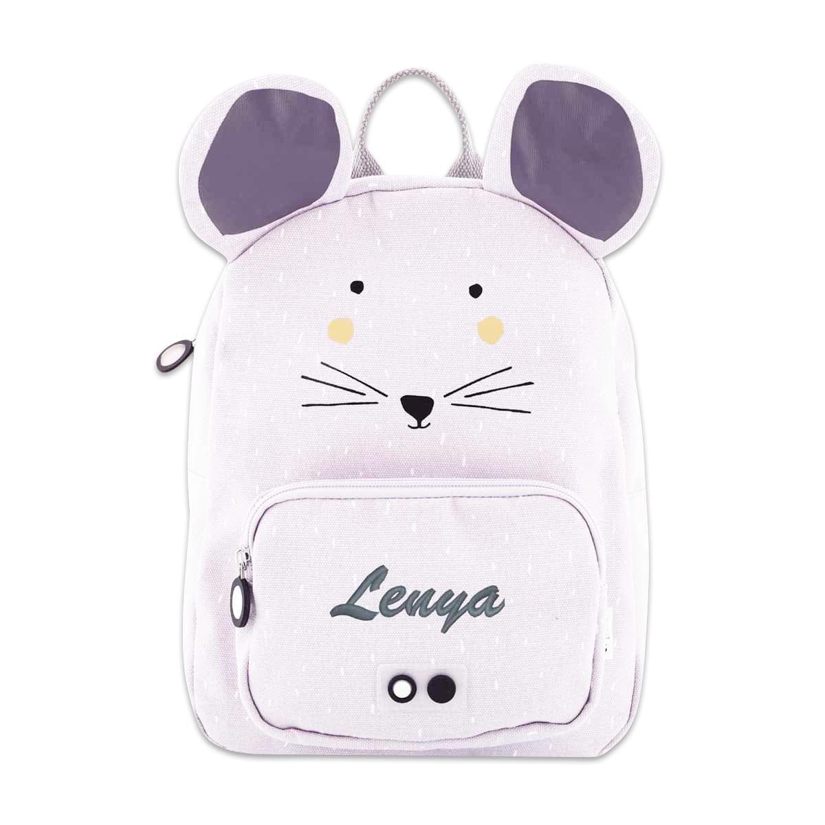 kindergarten backpack, kids backpack, mouse face, pink backpack, cute pattern