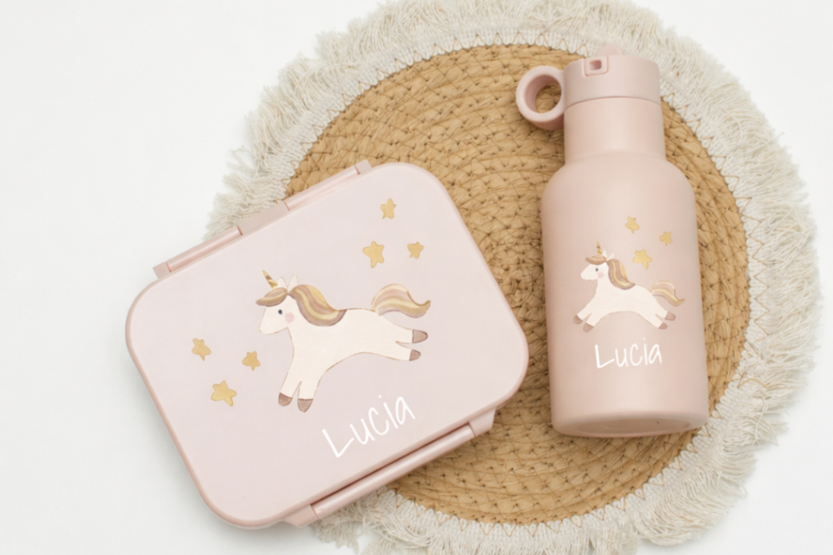 Einhorn, Trinkflasche, Box, Mäppchen, Personalisierung