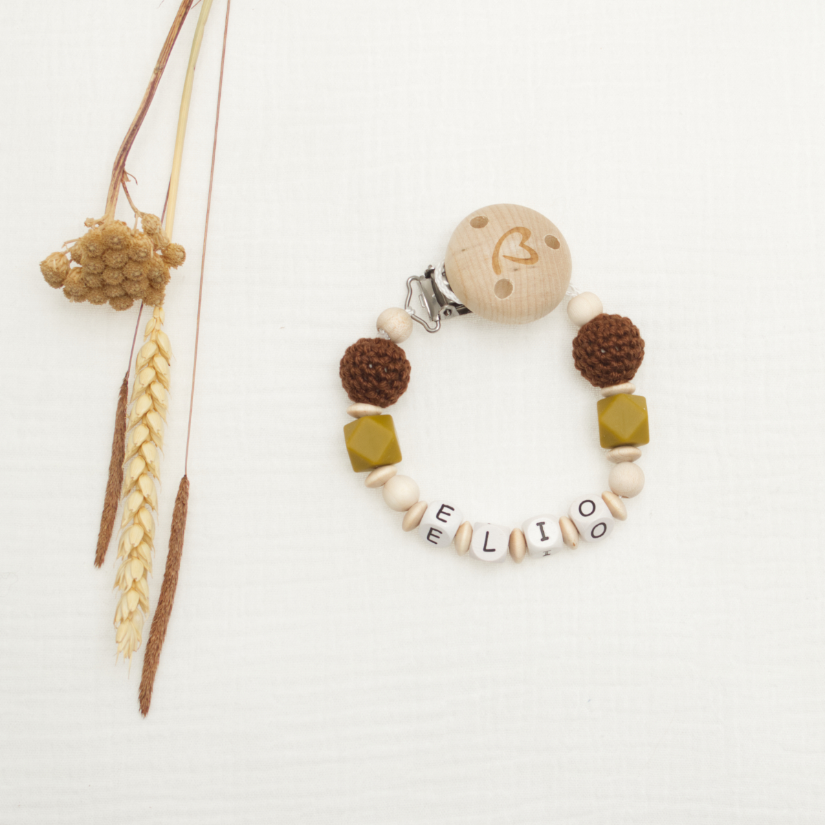 baby-armband, holzw beads, perlenarmband, neutrale farben, geschenk-accessoire