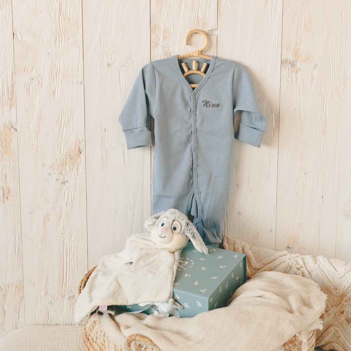 Babybodysuit, Langarm, Blau, Schlafanzug, Aufhängung