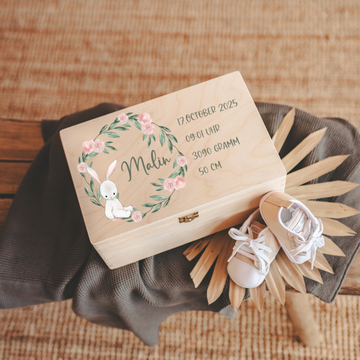 Holzkiste, Babybox, Personalisierte Box, Kleinkindschuhe, Schuhbox