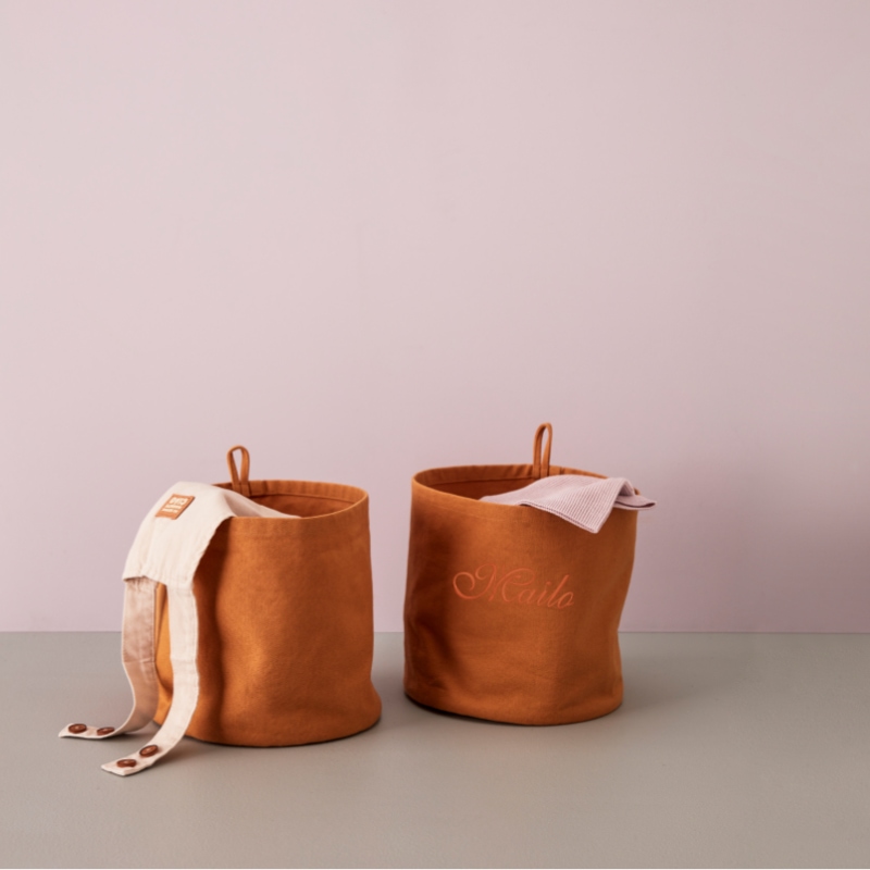 Aufbewahrungstasche, Korbtasche, Baumwolltasche, camelbraun, faltbare Tasche
