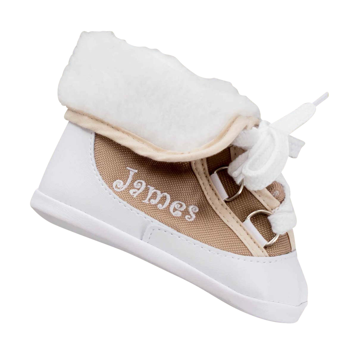 Kinderstiefel, Winterstiefel, Schnürstiefel, Fellfutter, Beige/Weiß