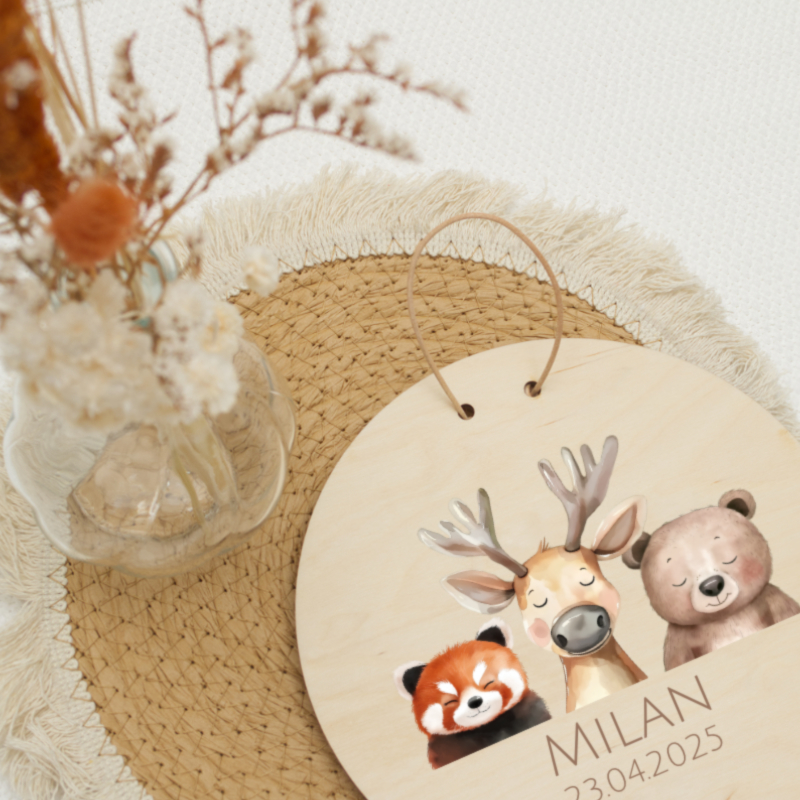 Kinderzimmer, Wanddekoration, Holzschild, Tiermotiv, Personalisierbar