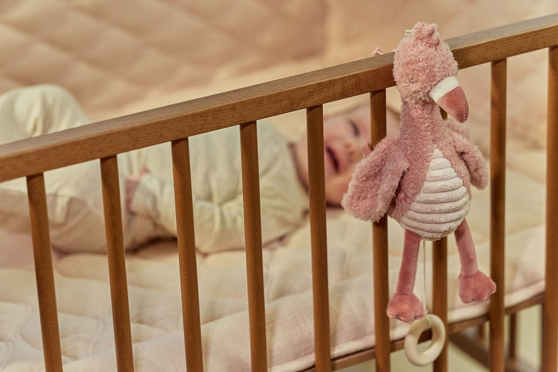 Plüschtier, Stoffspielzeug, rosa Flamingo, gerippter Bauch, Kinderbett-Spielzeug