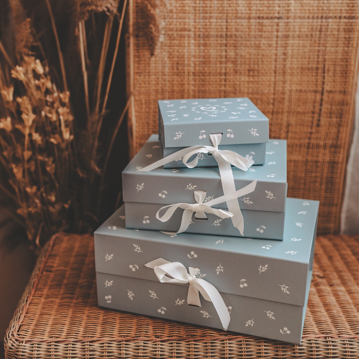 Geschenkboxen, Stoffboxen, Blau, Riemen, Schmuckverpackung