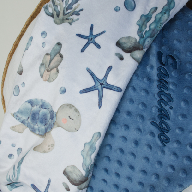 Schlafdecke, Kuscheldecke, Meerestiermuster, Tiere, Strandmotiv