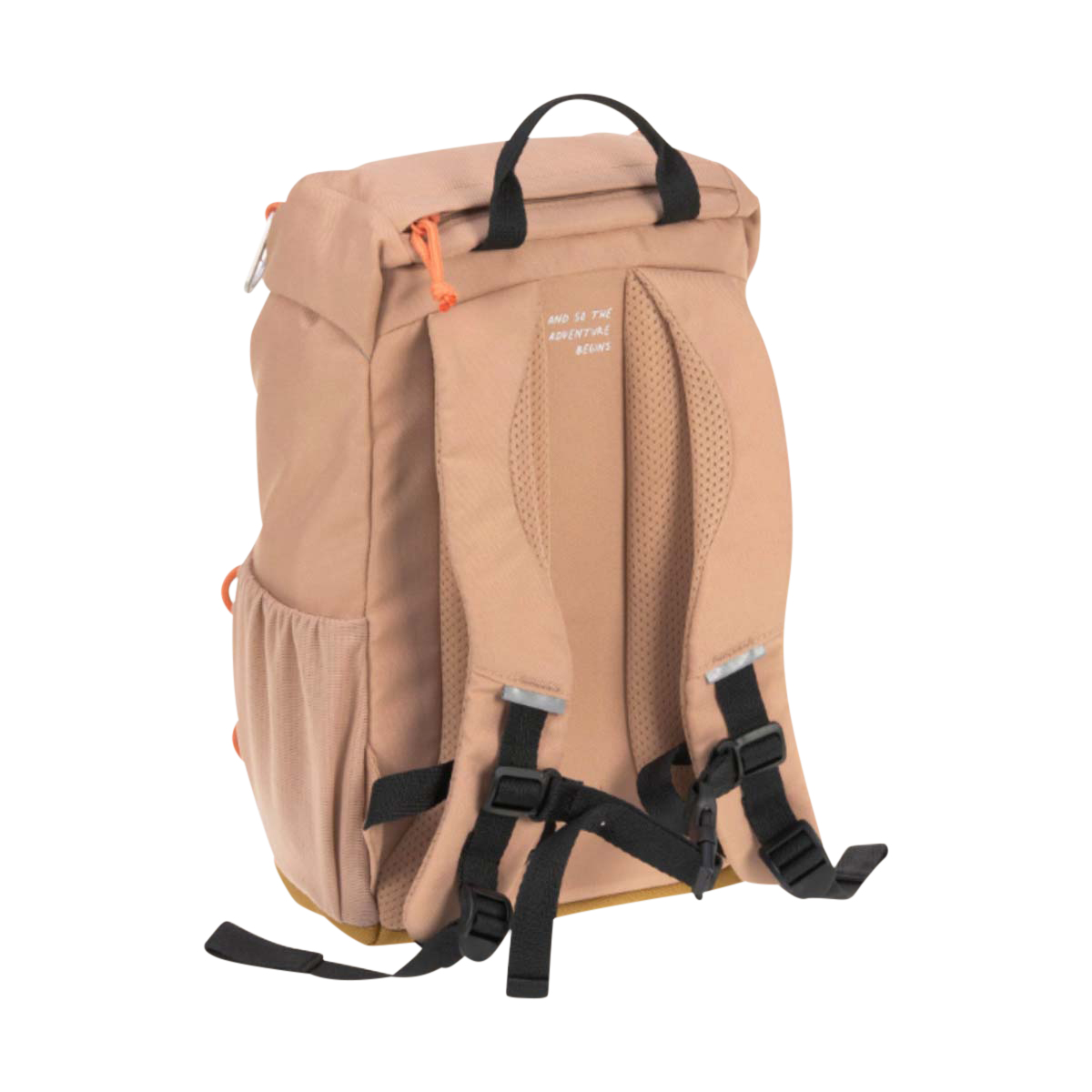 Rucksack, sandfarben, Tagesrucksack, Mesh-Rückseite, Seitentasche