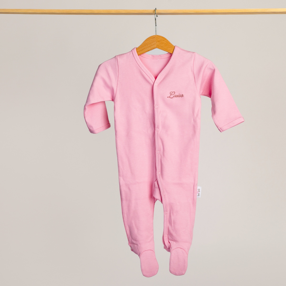 Baby-Body, Rosa, Langärmlig, Füßling, Druckknopf-Verschluss