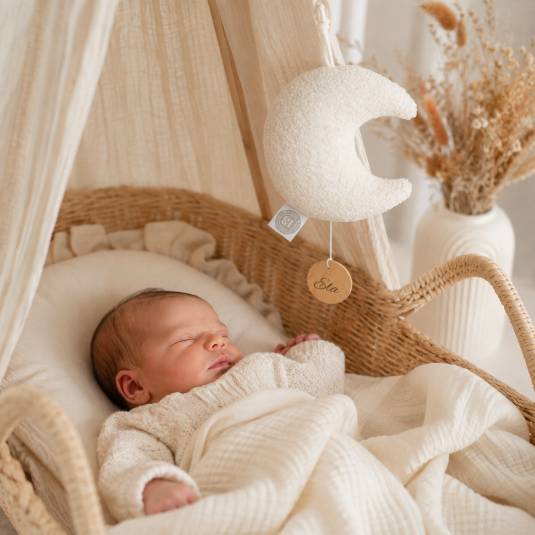 Baby, Kinderbett, Korbwieg, woven bassinet, weiches baumwolltuch