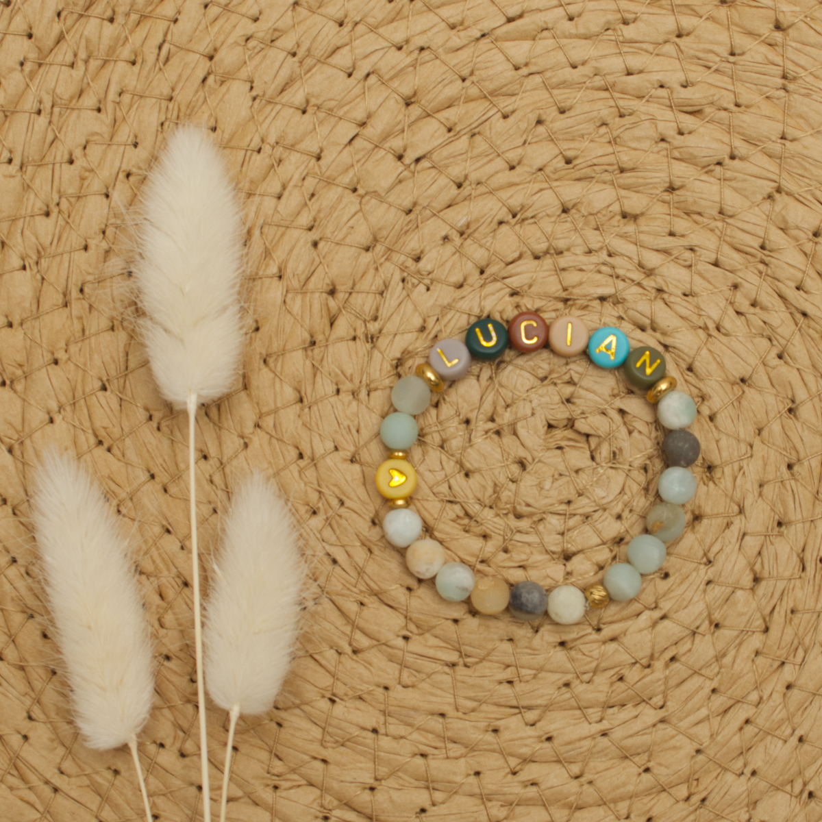 bracelet, perlen, handgemacht, alphabetperlen, lucian?
