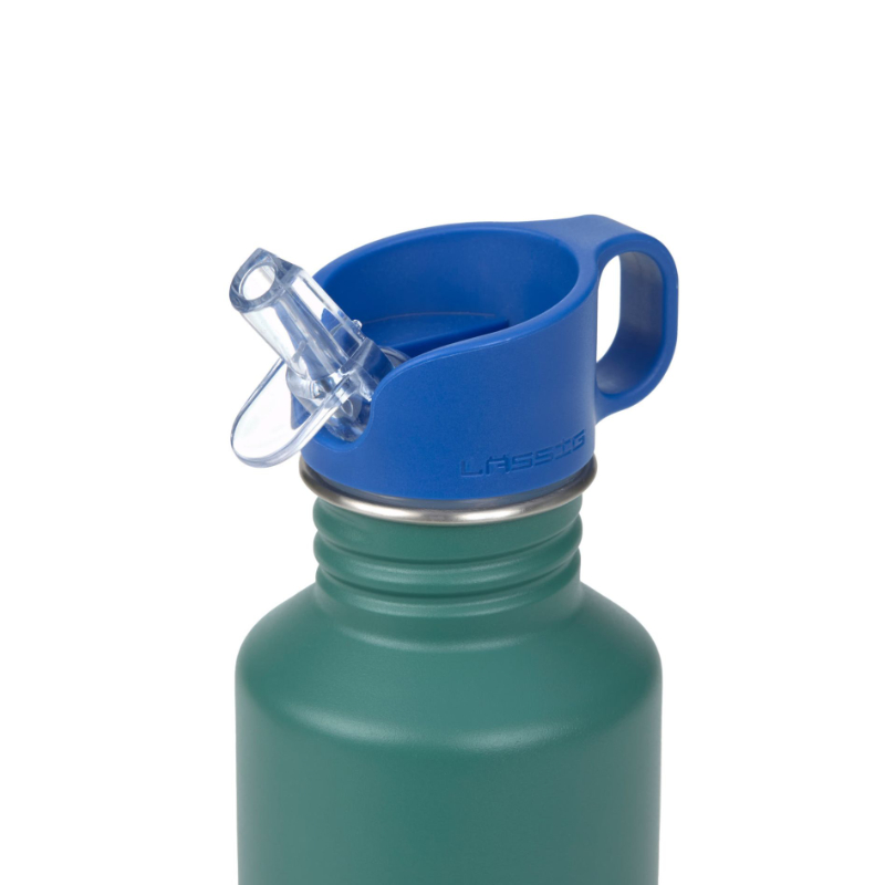 Trinkflasche, Wasserflasche, Kappe, Silikonstoßschutz, Grün/Blau