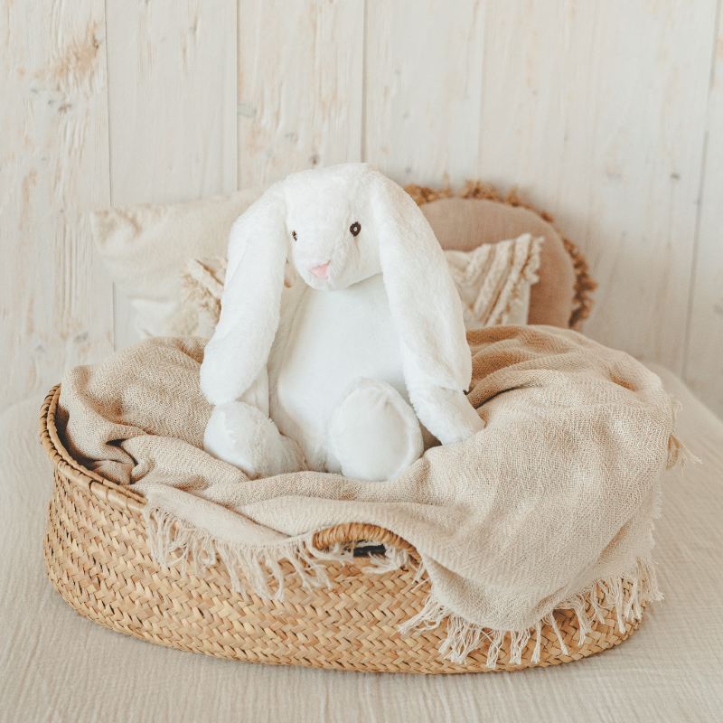 Spielzeug, Kuscheltier, Hase, Weiß, Korb