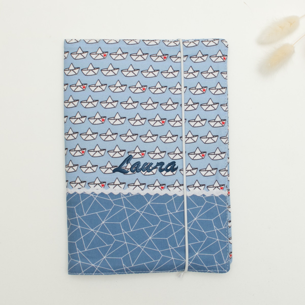 Notizbuch, Notizbuch mit Gummiband, Blaues Notizheft, Papier, Muster Seefahrt