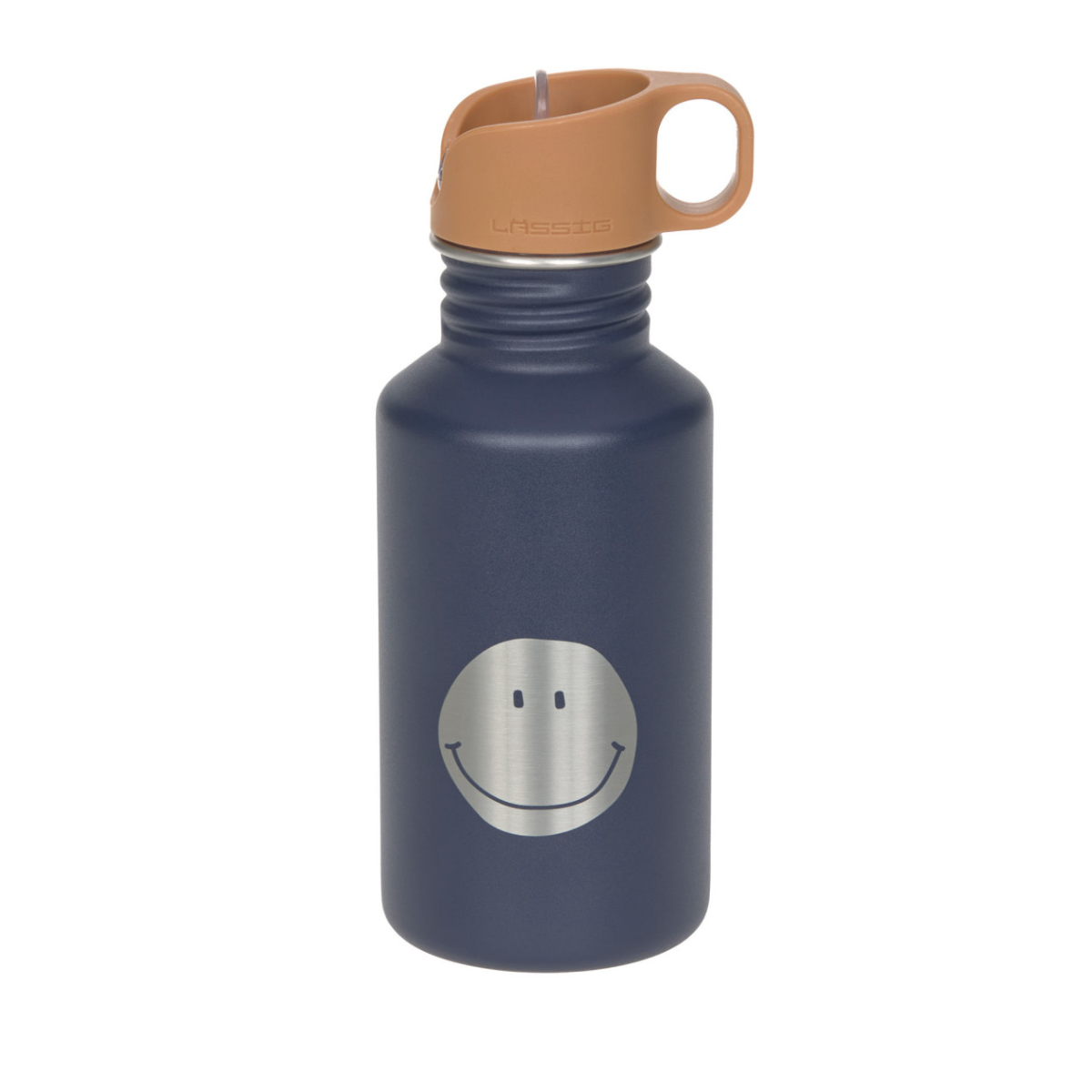 Wasserflasche,  Getränkeflasche,  Edelstahl,  Silbern,  Smiley-Print