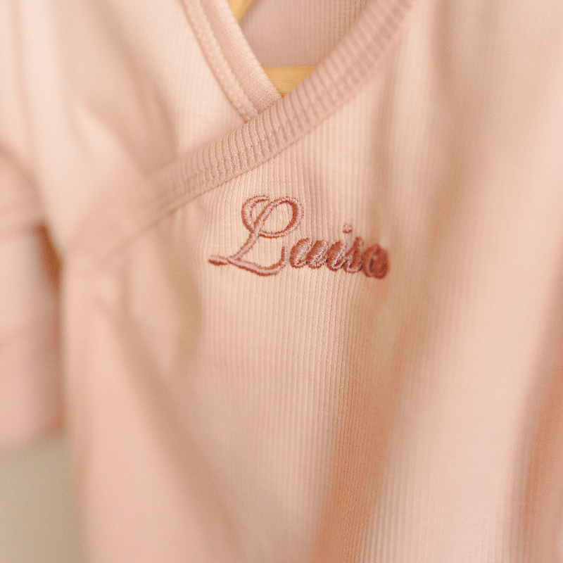 Polohemd, Rundhals, Rippenstrick, Rosa, Schriftzug-Ladies
