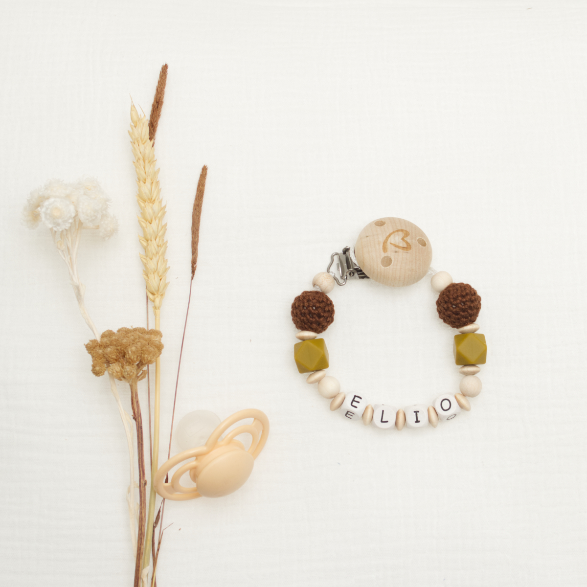baby teething ring, Schnuller, Perlen-Armband, Holzclip, Dekorations-Rassel
