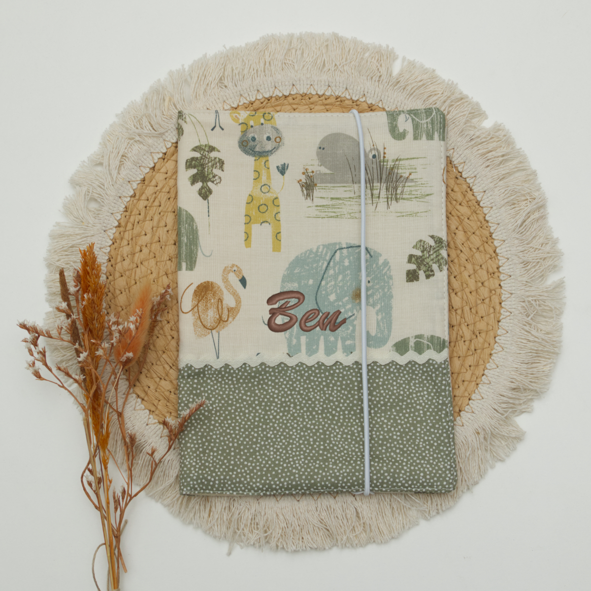 Notebook, Journal, Tiermotiv, Gummiband, Stoffeinband