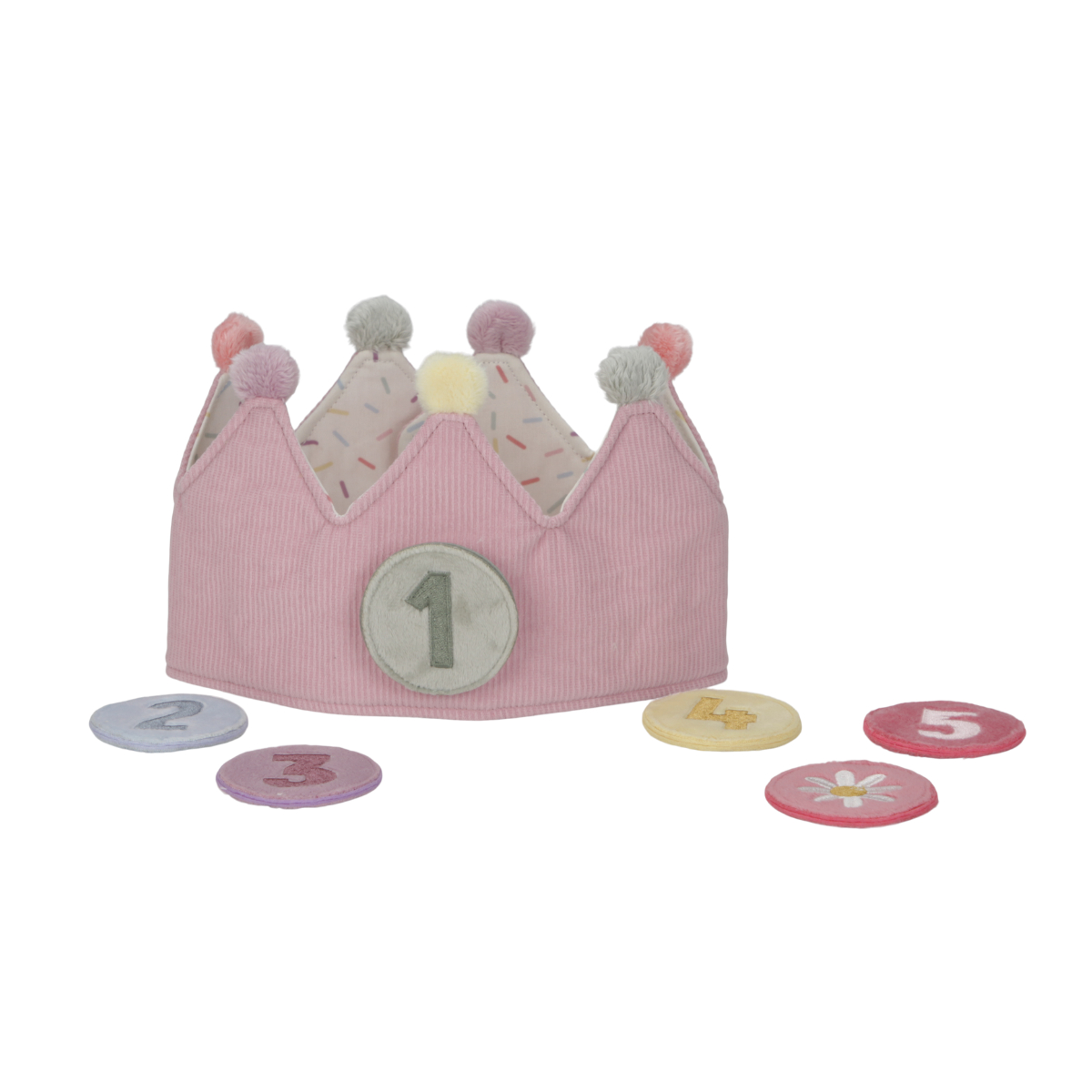 pink crown, Pom-Pom, weiches Gewebe, Nr. 1, Drehscheiben