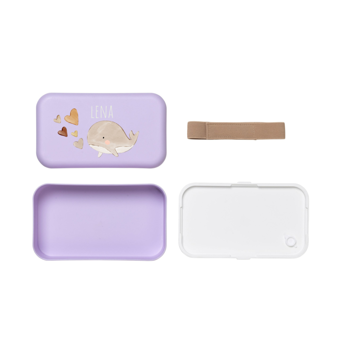 brotdose, kinderdose, lila fall, wal- design, griffband enthalten