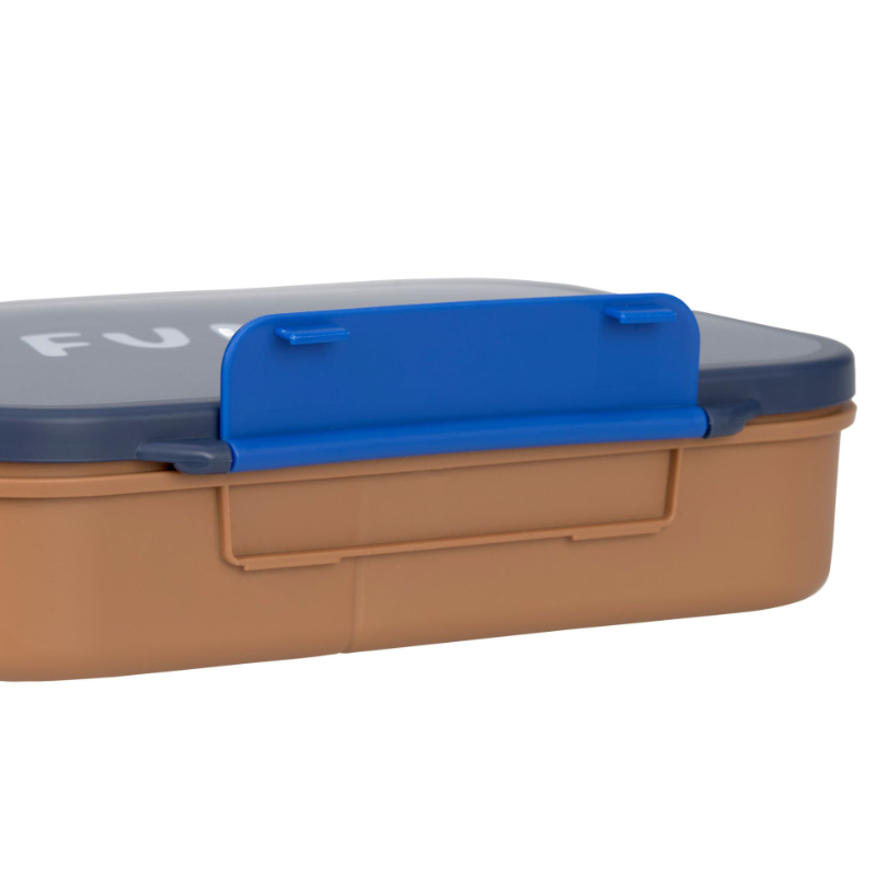 Lunchbox, Plastikdose, Brauner Deckel, Verschlusslasche, Rechteckdose