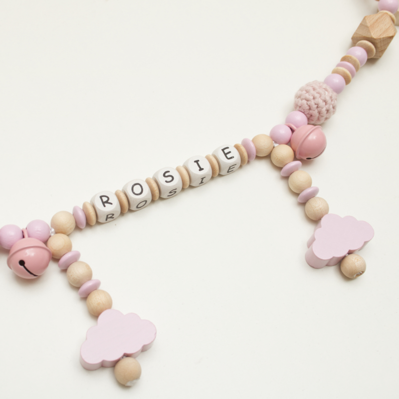 perlenkette, baby, holz, rosa, himmel